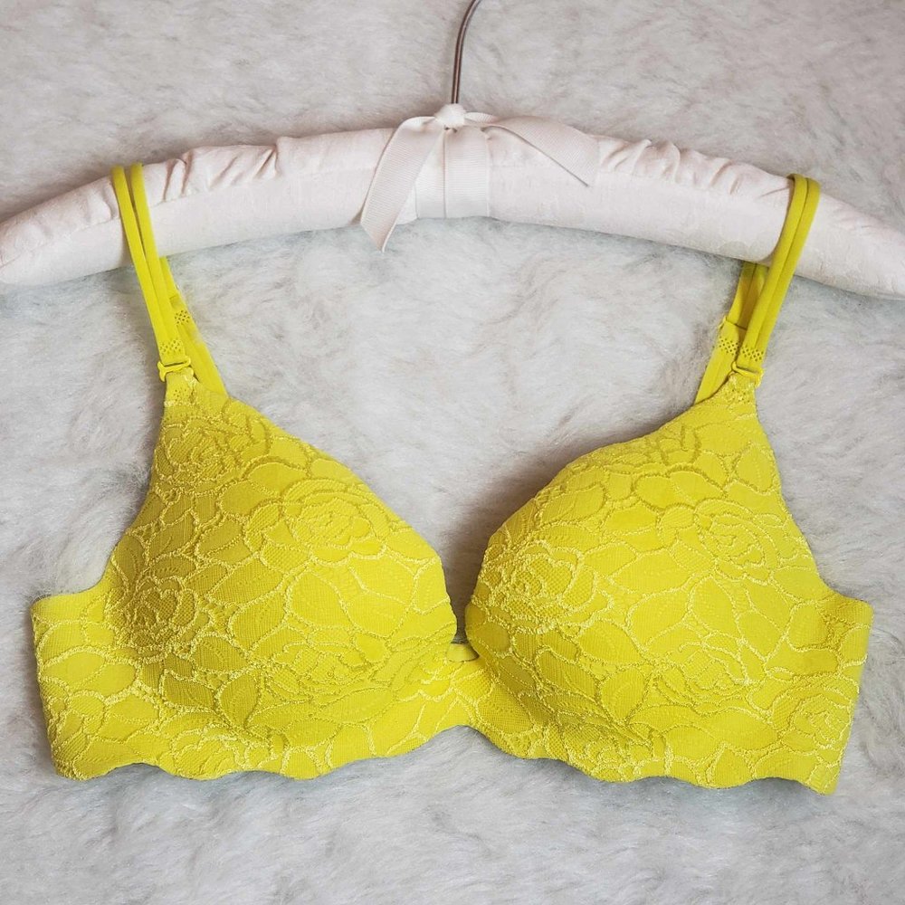 Victoria's Secret Very Sexy Wave Lace Secret Embrace Push-up Bra - Yellow 34c
